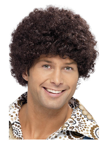 70s Disco Dude Wig, Brown – Front